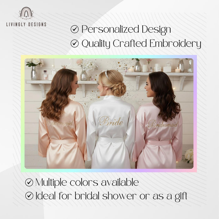 Personalized Name/Title Bridal Party Silk Robes