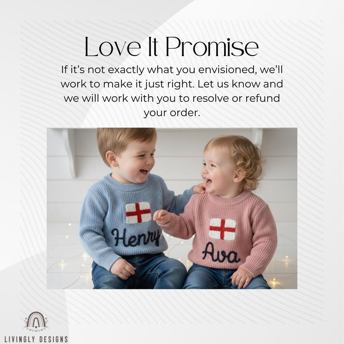 Personalized England Flag Knit Sweater