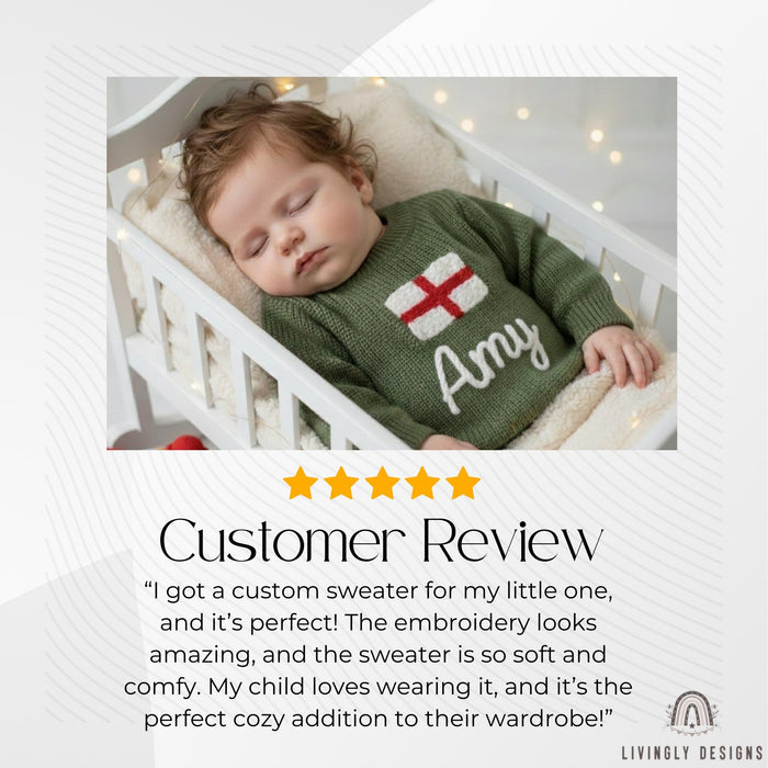 Personalized England Flag Knit Sweater