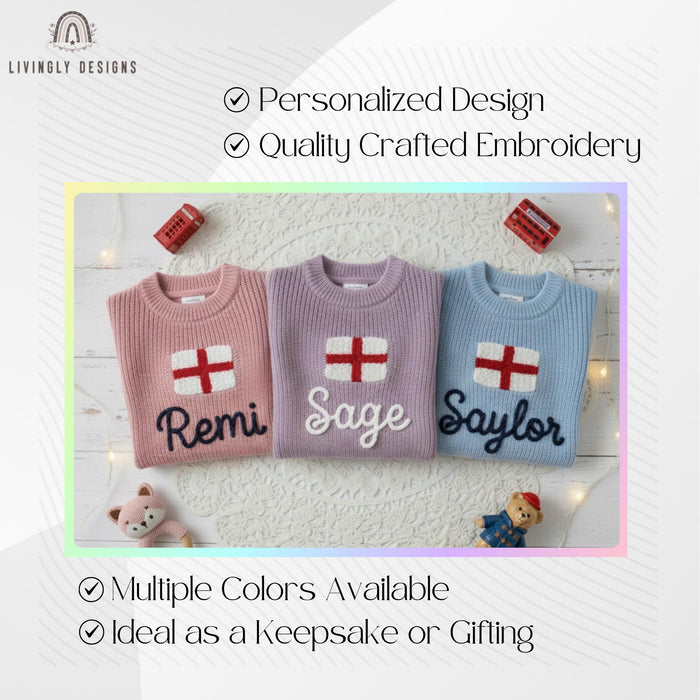 Personalized England Flag Knit Sweater