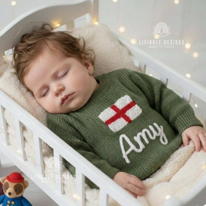 Personalized England Flag Knit Sweater