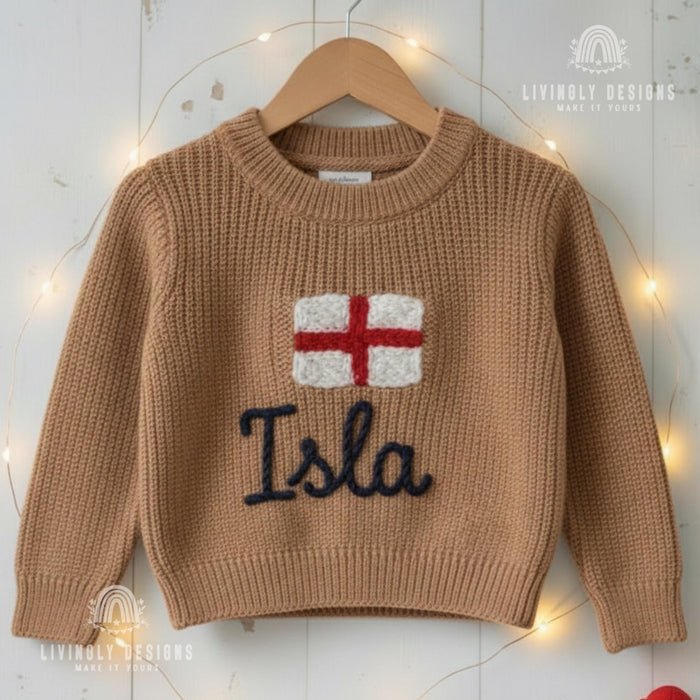 Personalized England Flag Knit Sweater