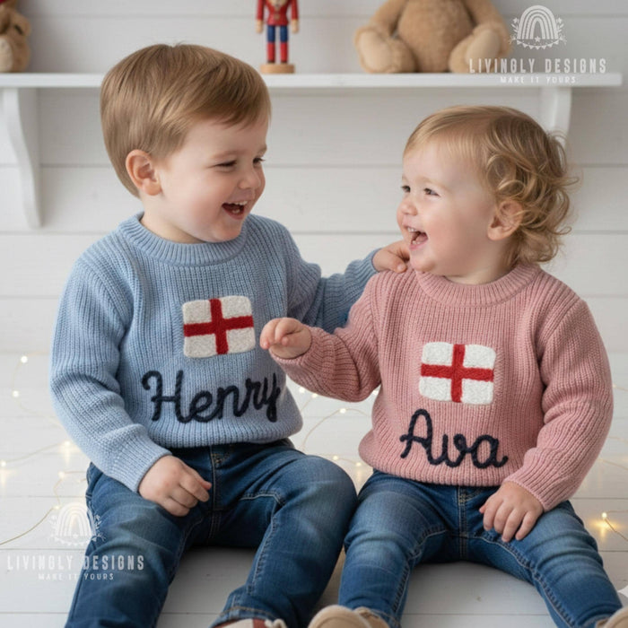 Personalized England Flag Knit Sweater