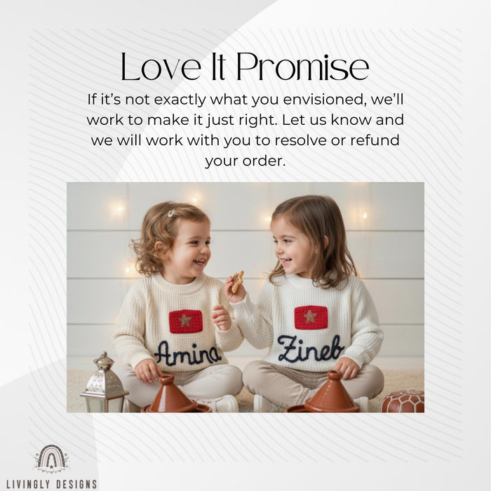 Personalized Name Kids Morocco Flag Knit Sweater