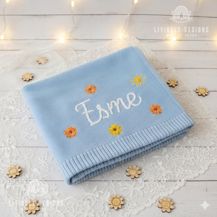 Custom Ocean Baby Name Blanket with Sailboat, Starfish