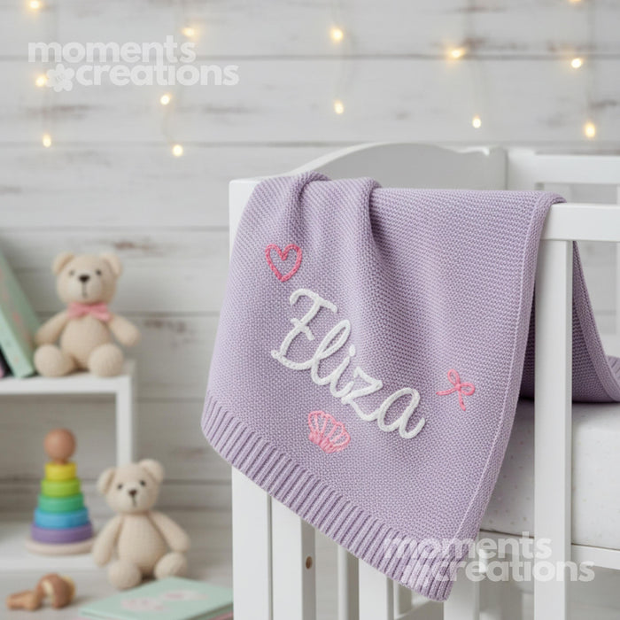 Custom Flower Baby Name Blanket for Newborn Girl