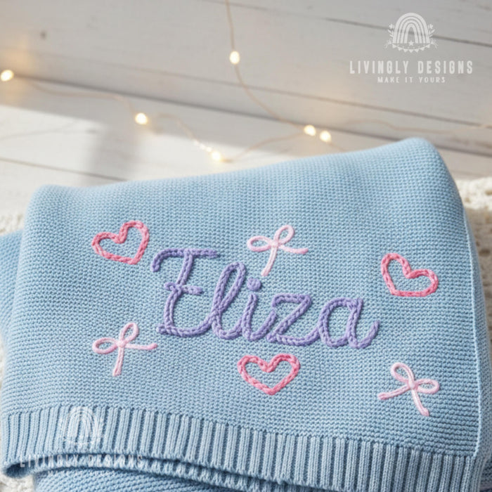 Custom Baby Name Blanket with Celestial Star Design