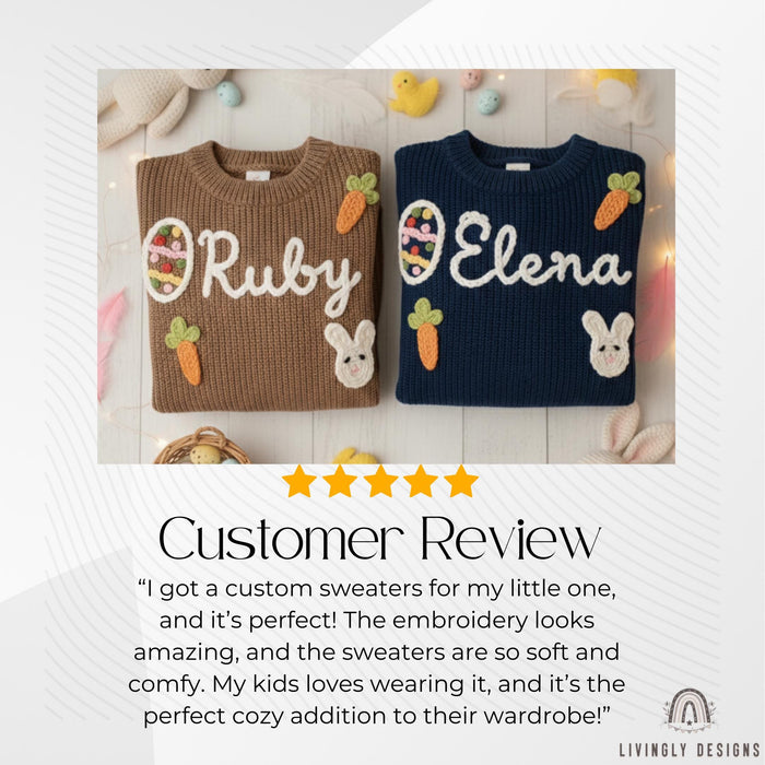 Custom Baby & Kids Jumper with Carrot, Easter Egg and Bunny