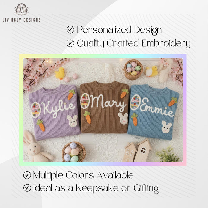 Custom Baby & Kids Jumper with Carrot, Easter Egg and Bunny