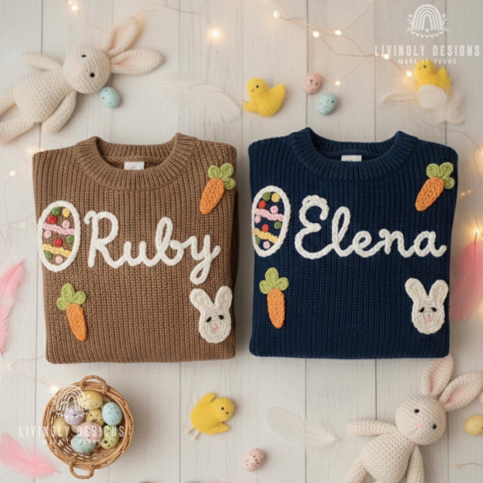 Custom Baby & Kids Jumper with Carrot, Easter Egg and Bunny
