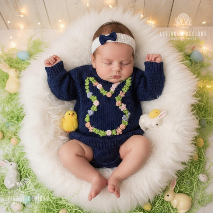 Custom Name Baby & Kids Jumper with Floral Bunny Outline Keepsake Gift