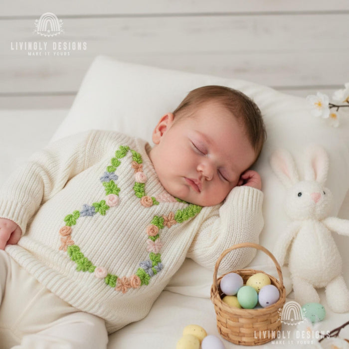 Custom Name Baby & Kids Jumper with Floral Bunny Outline Keepsake Gift