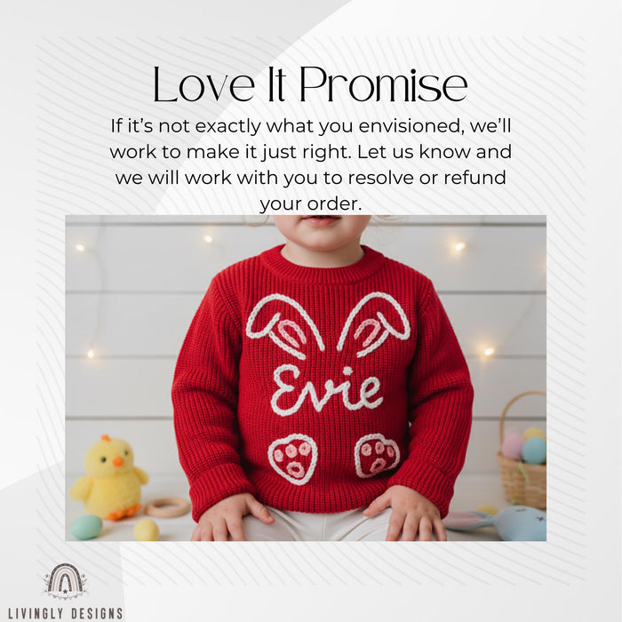Custom Name Easter Sweater: Baby & Kids Jumper Name within Bunny Keepsake Gift
