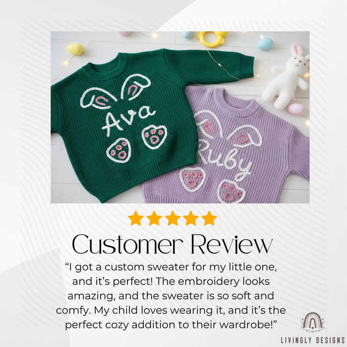 Custom Name Easter Sweater: Baby & Kids Jumper Name within Bunny Keepsake Gift