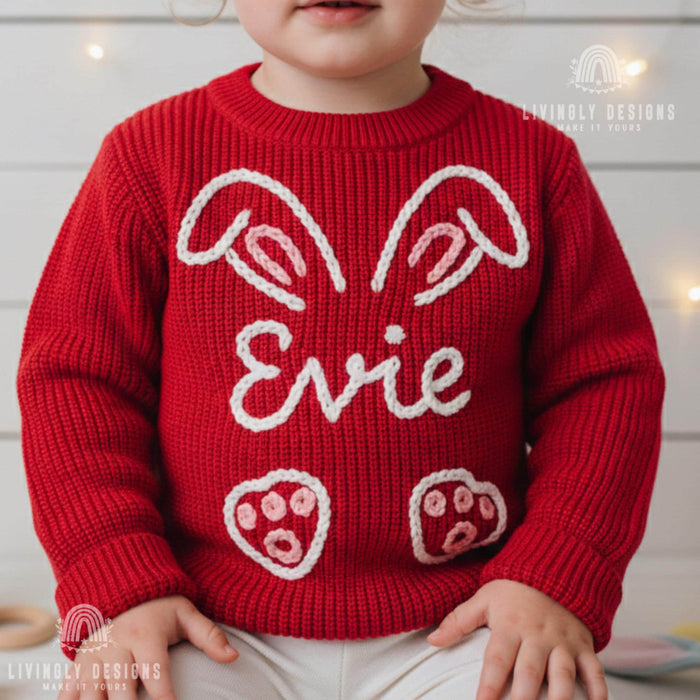 Custom Name Easter Sweater: Baby & Kids Jumper Name within Bunny Keepsake Gift