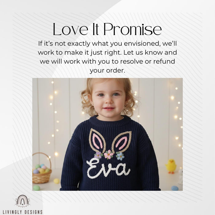 Custom Name Baby & Kids Jumper with Floral Bunny Ears Keepsake Gift