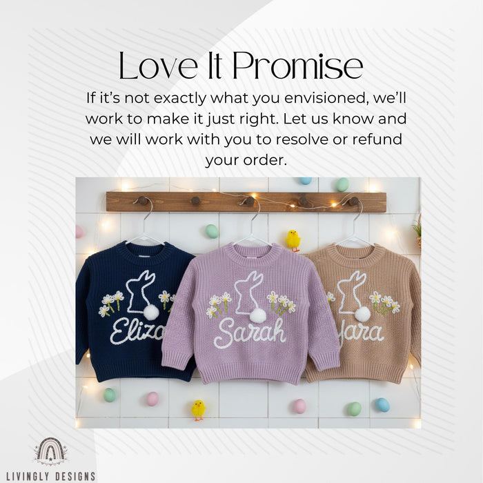 Custom Baby & Kids Jumper with Daisies and Bunny Keepsake Gift  with Name