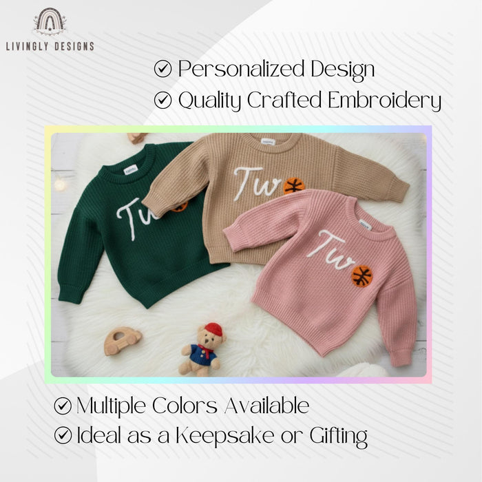 Personalized Birthday Sweater with Basketball Detail