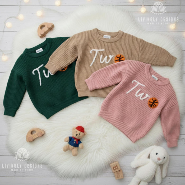 Personalized Birthday Sweater with Basketball Detail
