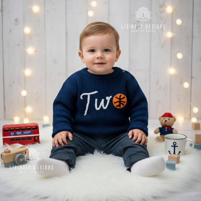 Personalized Birthday Sweater with Basketball Detail