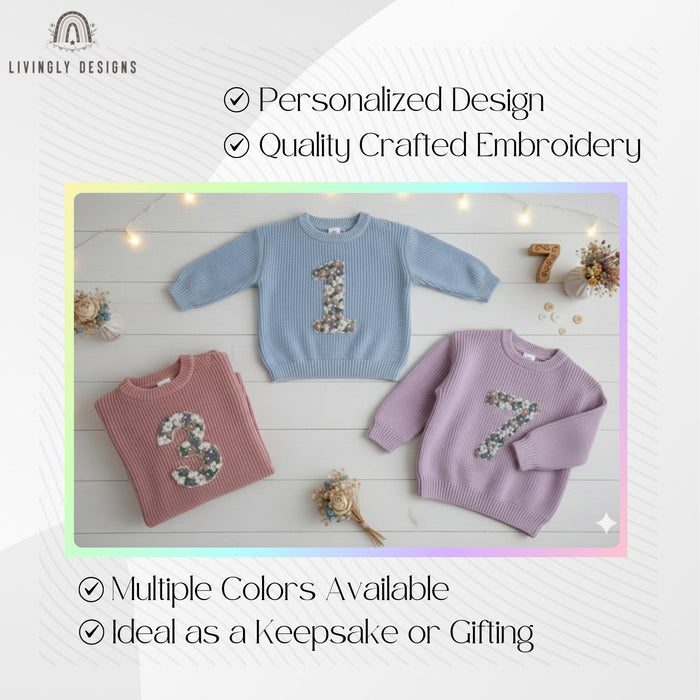 Custom Birthday Floral Number Embroidered Baby Jumper