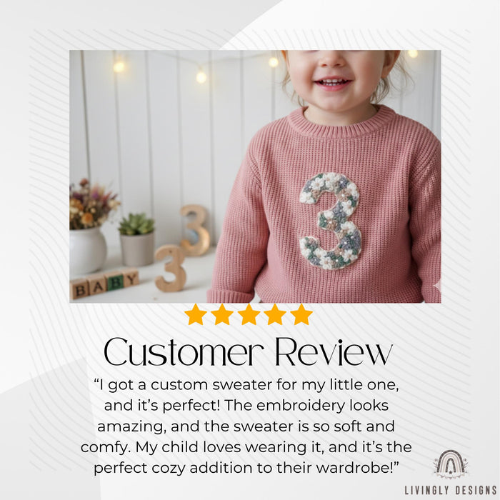 Custom Birthday Floral Number Embroidered Baby Jumper
