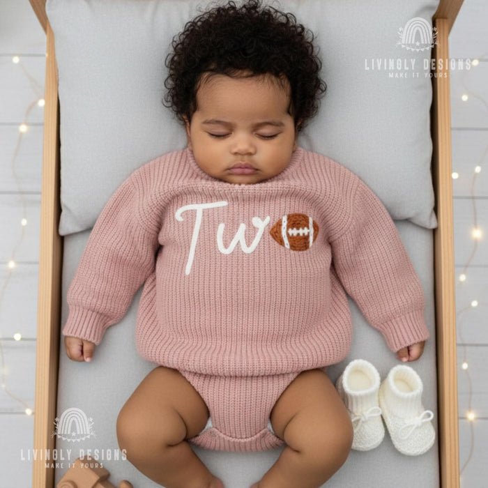 Personalized  Birthday Sweater with Football Detail Number/Age Keepsake