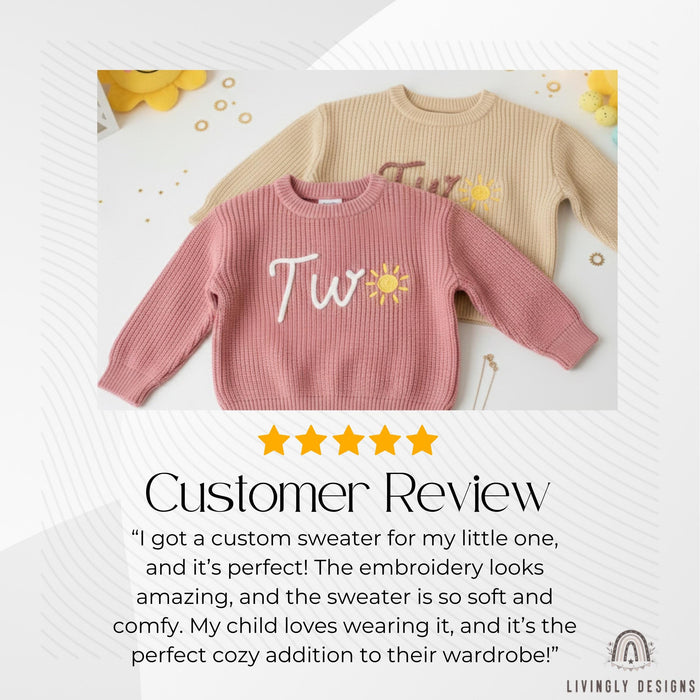 Personalized Number/Age Birthday Knit Sweater with Sun Detail