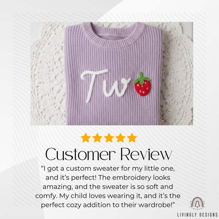 Personalized Number/Age Birthday Knit Sweater with Strawberry Detail