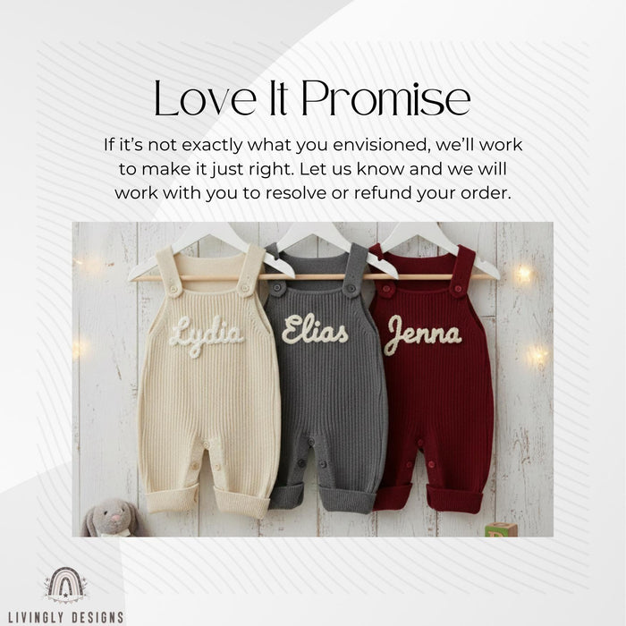 Personalized Knit Baby Overalls: Custom Name Romper