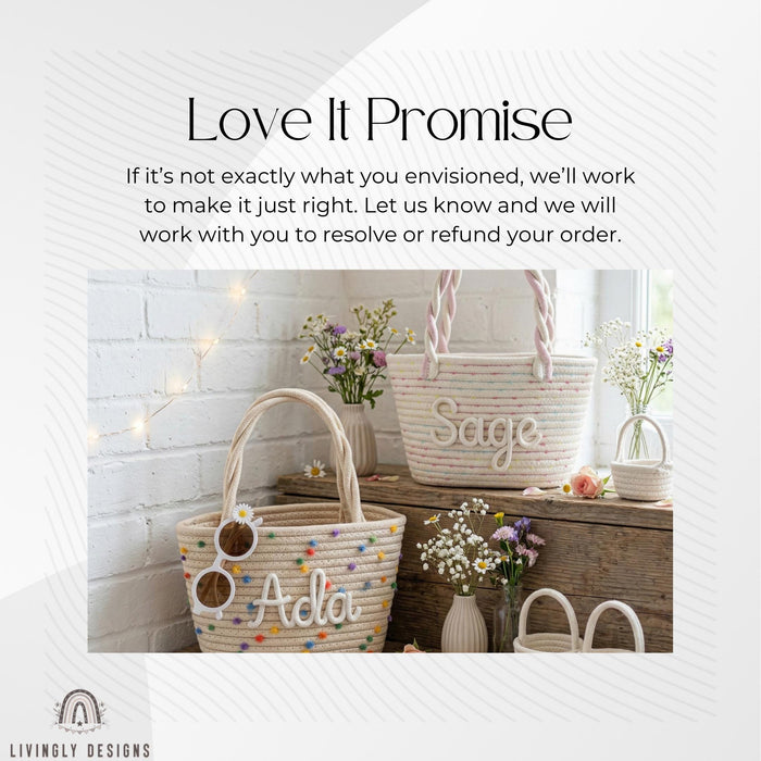 Custom Embroidered Rope Basket: Easter Tote Bag