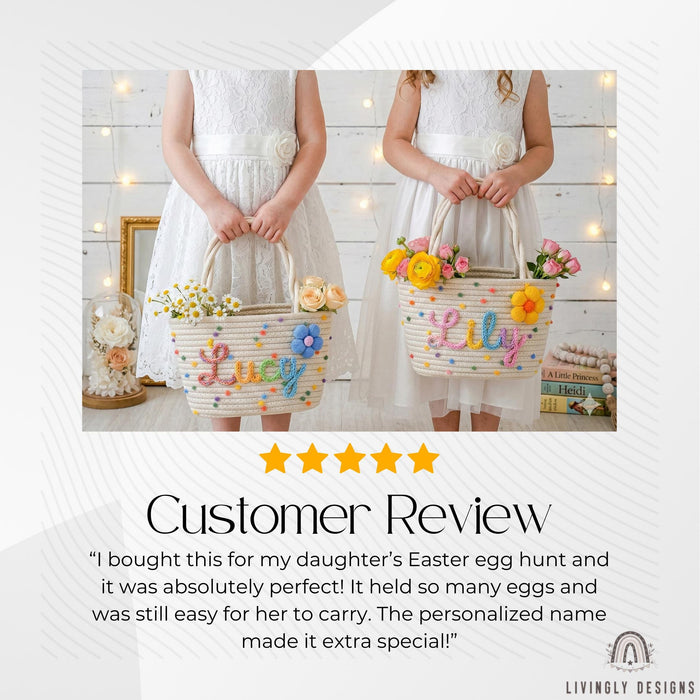 Custom Embroidered Rope Basket: Easter Tote Bag
