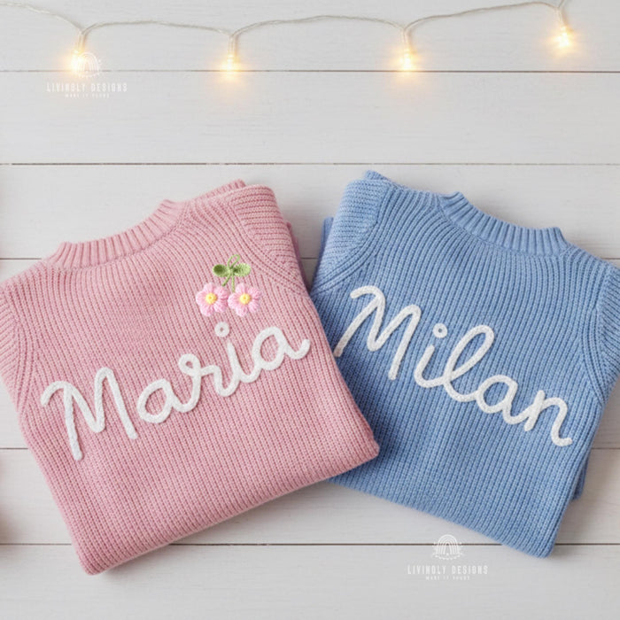 Custom Baby Name Cardigan | Personalized Knit Jumper | Embroidered Infant Sweater | Unique Baby Gift