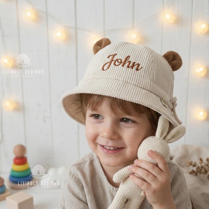 Personalized Name Toddler Cap with Ears: Kids Summer Hat