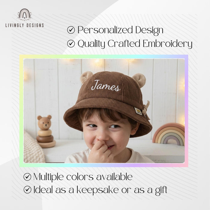 Personalized Name Toddler Cap with Ears: Kids Summer Hat