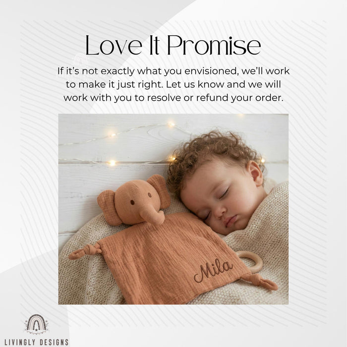 Custom Name Muslin Security Blanket: Embroidered Baby Comfort Toy
