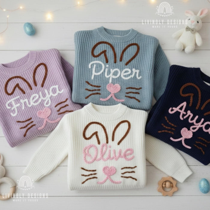 Custom Name Easter Sweater with Bunny