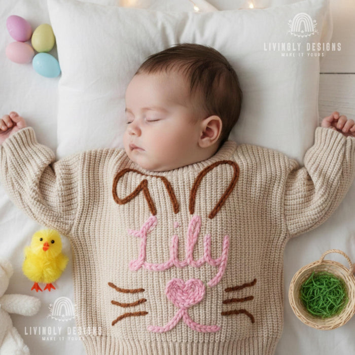 Custom Name Easter Sweater with Bunny