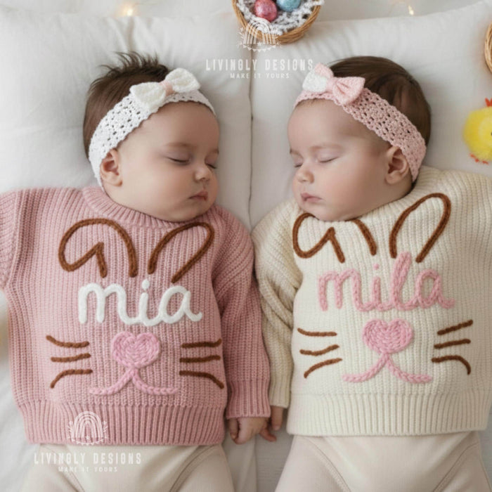 Custom Name Easter Sweater with Bunny