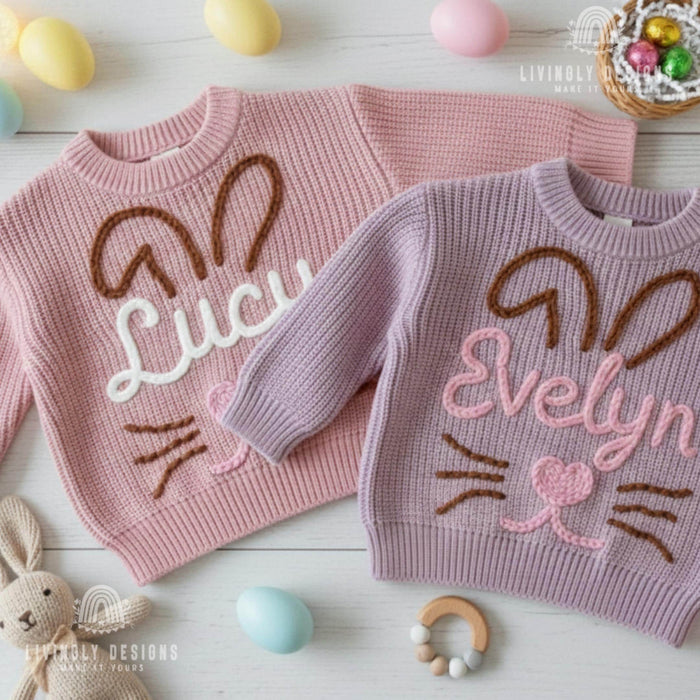 Custom Name Easter Sweater with Bunny