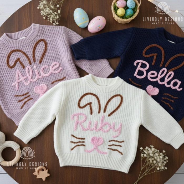 Custom Name Easter Sweater with Bunny
