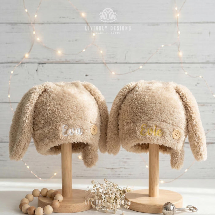 Custom Soft Sherpa Baby Hat with Ears and Personalized Name