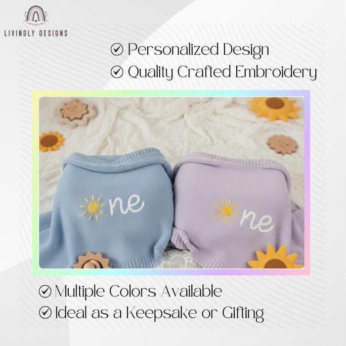 Custom Sun Milestone Baby Blanket Newborn Keepsake