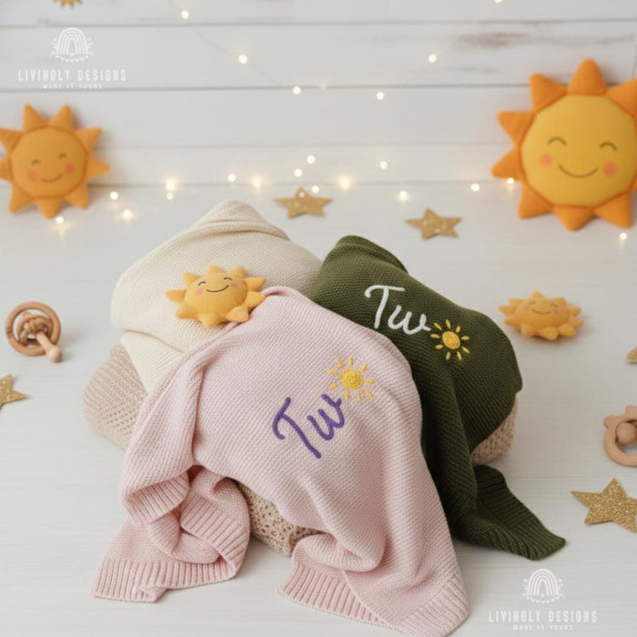 Custom Sun Milestone Baby Blanket Newborn Keepsake