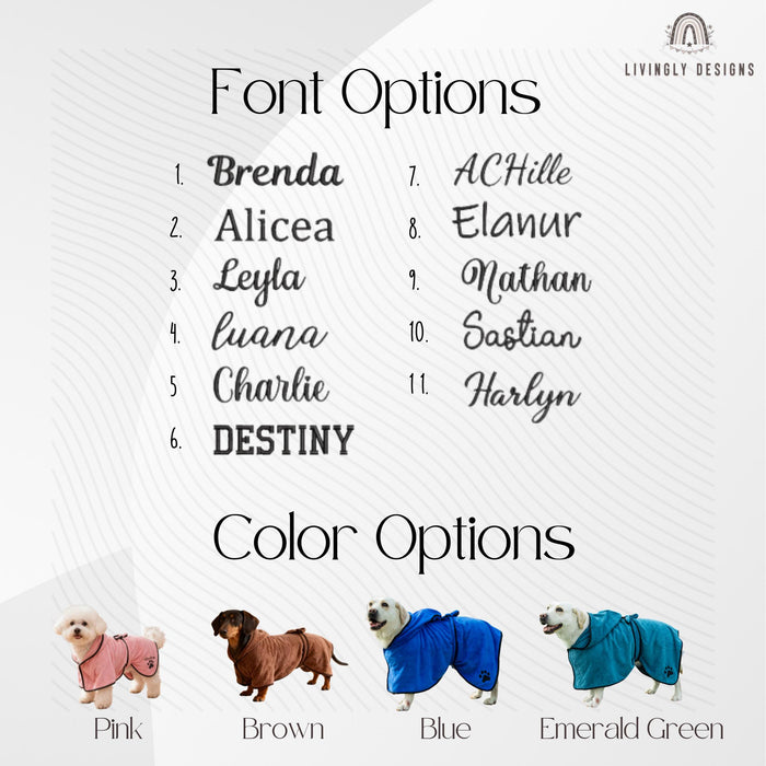 Custom Name Embroidered Bath Robe for Pets