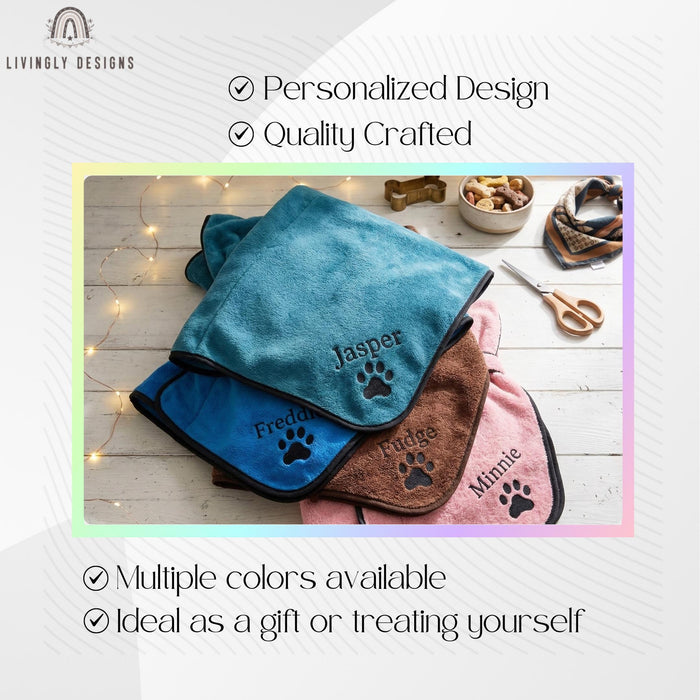 Custom Name Embroidered Bath Robe for Pets