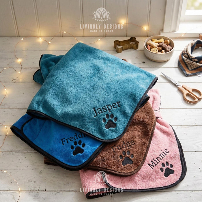 Custom Name Embroidered Bath Robe for Pets