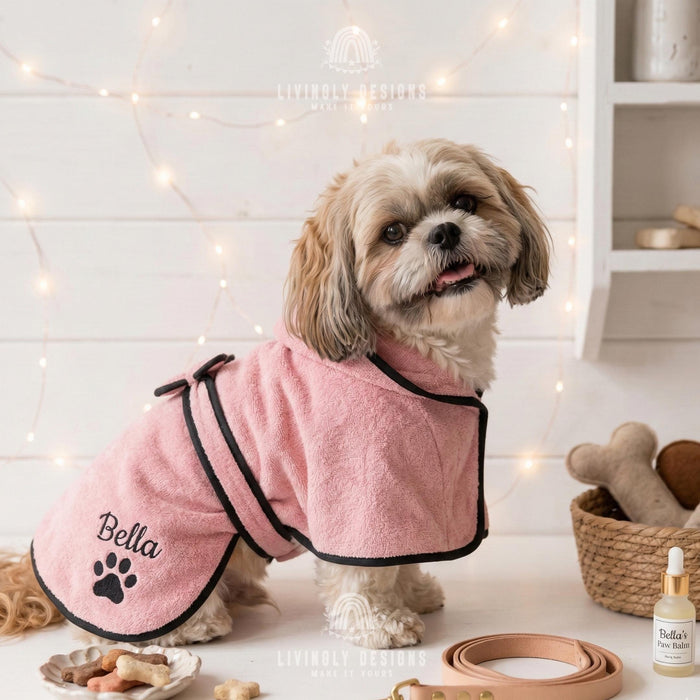 Custom Name Embroidered Bath Robe for Pets