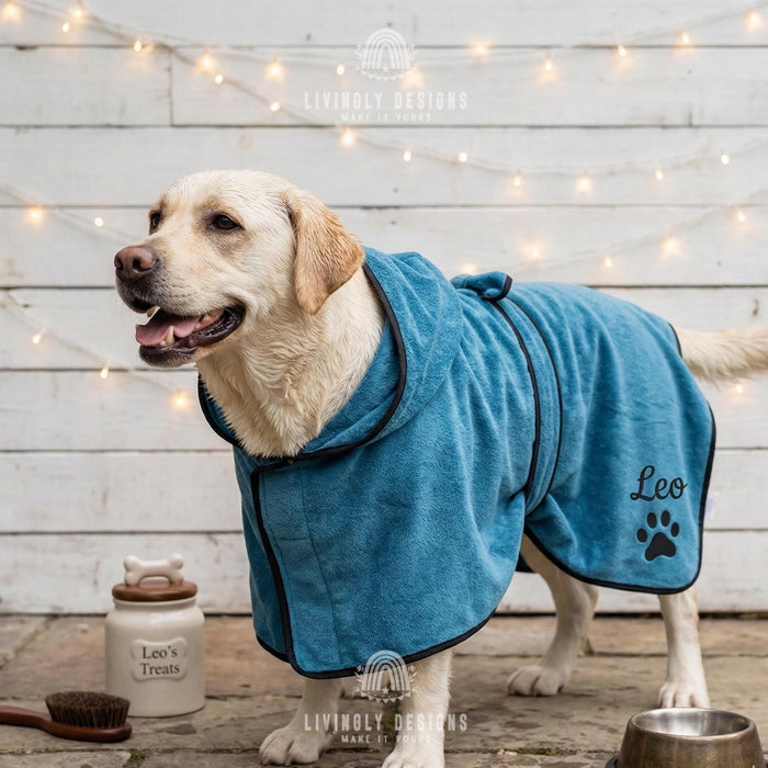 Custom Name Embroidered Bath Robe for Pets