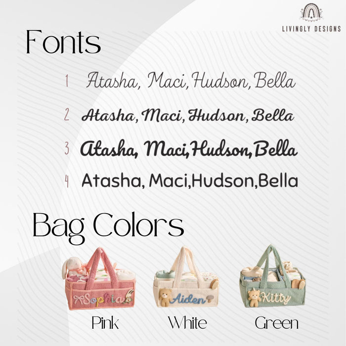 Custom Name Diaper Tote Bag with Handles